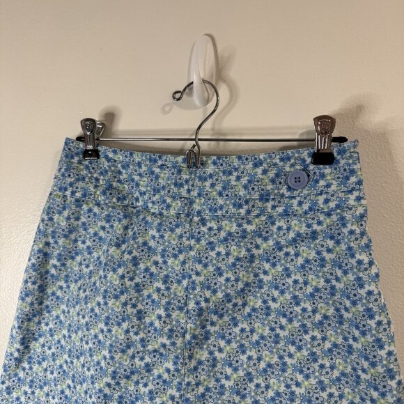 Vintage Y2K 90s St. John's Bay Skirt Skort 8 A-line Ditsy Floral Blue Stretch - Picture 2 of 7